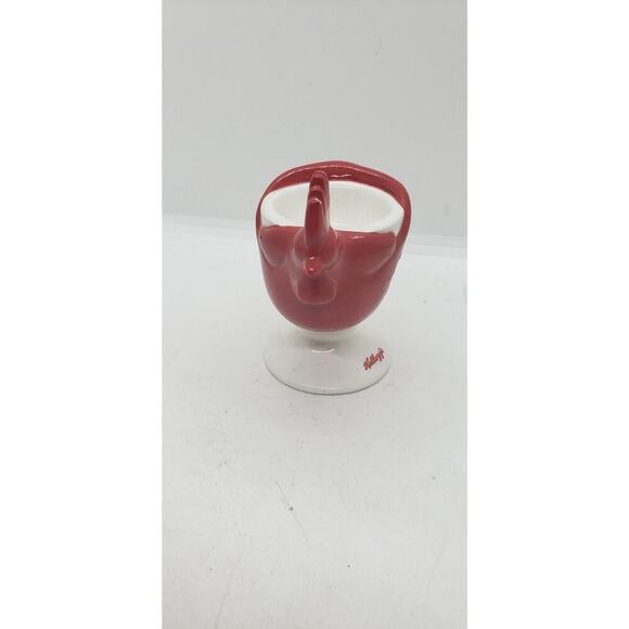 Kellogg's Cereal Premium Chicken Rooster Egg Cup White Milk Glass & Red Rare - Picture 5 of 11